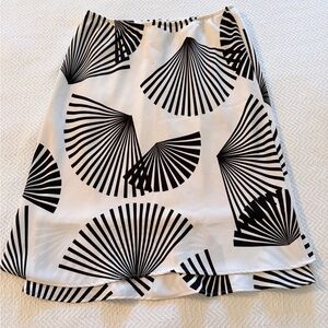 Dress Barn Monochrome Fan Pattern A-Line Midi Skirt